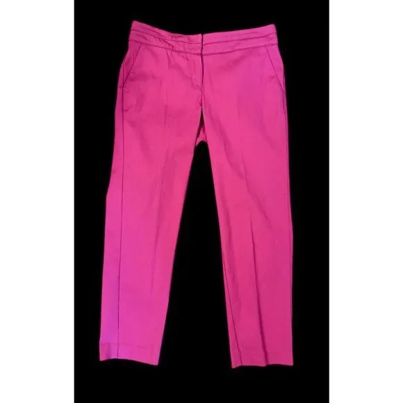 Larry Levine Slim Ankle Pants Sz. 8 Fuchsia Set In Waist Spring Stretch - Picture 2 of 6